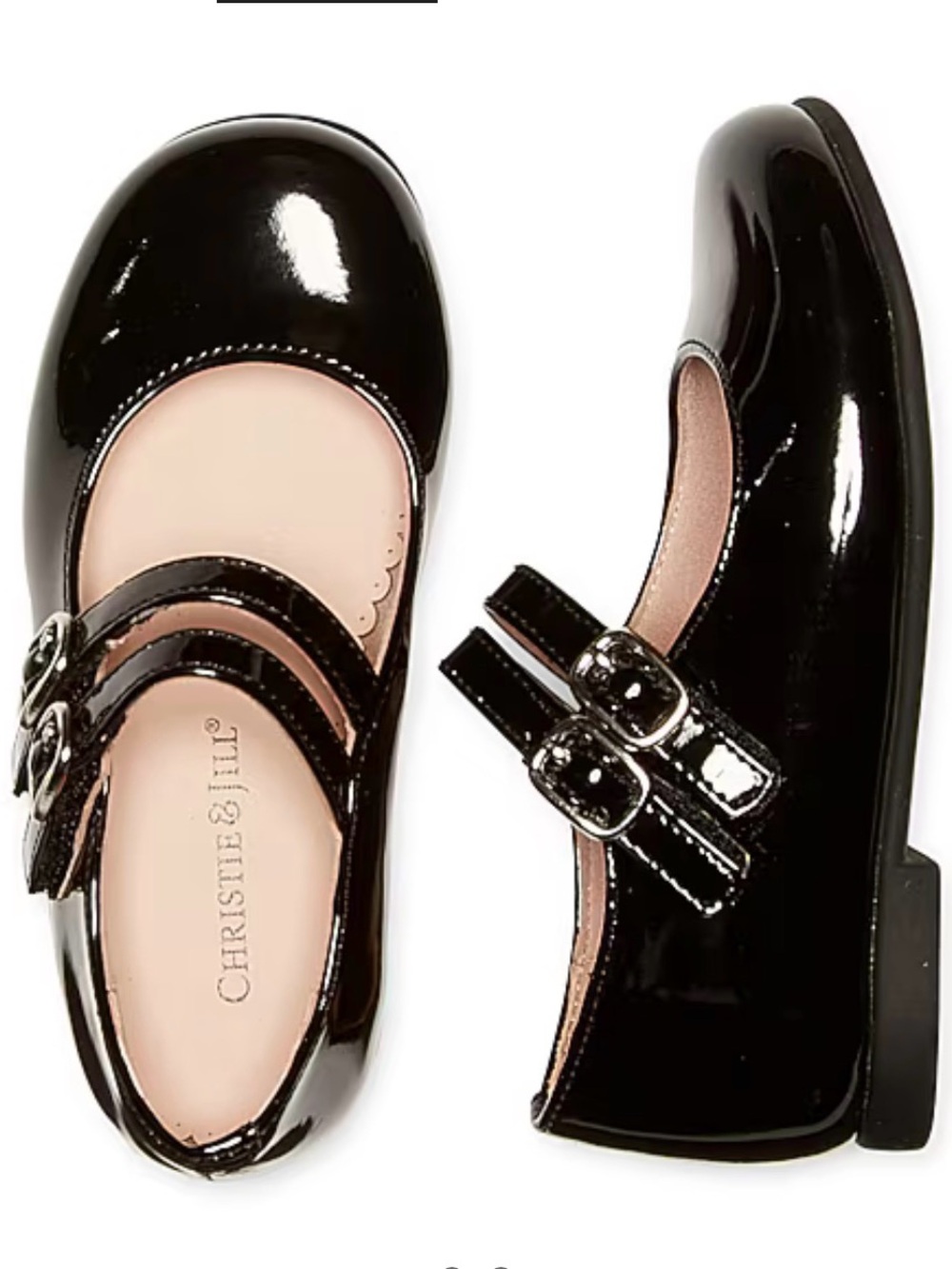Christie & Hill Kids Black Patent Double-Strap Mary Jane Dress Shoes. New no box